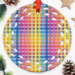 Digital Paper Stripes Rainbow Colors Ornament (round Filigree)