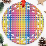 Digital Paper Stripes Rainbow Colors Ornament (Round Filigree) Front