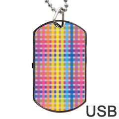 Digital Paper Stripes Rainbow Colors Dog Tag Usb Flash (one Side) by HermanTelo