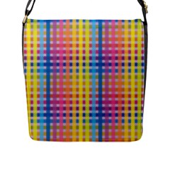 Digital Paper Stripes Rainbow Colors Flap Closure Messenger Bag (l)