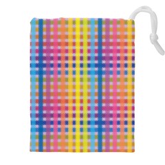 Digital Paper Stripes Rainbow Colors Drawstring Pouch (4xl) by HermanTelo