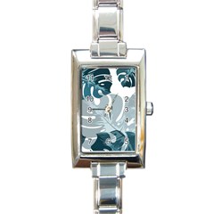 Monstera Leaves Background Rectangle Italian Charm Watch