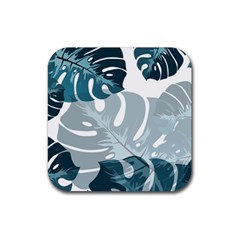 Monstera Leaves Background Rubber Coaster (Square) 