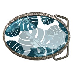 Monstera Leaves Background Belt Buckles