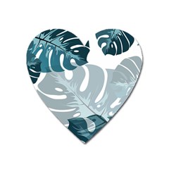 Monstera Leaves Background Heart Magnet