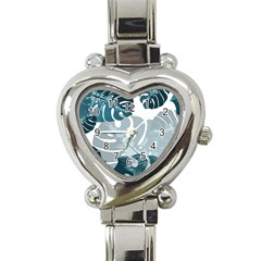 Monstera Leaves Background Heart Italian Charm Watch