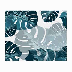 Monstera Leaves Background Small Glasses Cloth