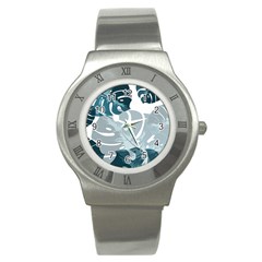 Monstera Leaves Background Stainless Steel Watch