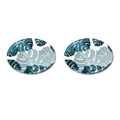 Monstera Leaves Background Cufflinks (Oval)