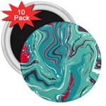 Green Vivid Marble Pattern 2 3  Magnets (10 pack)  Front