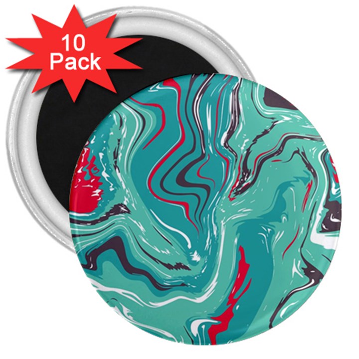 Green Vivid Marble Pattern 2 3  Magnets (10 pack) 