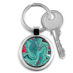 Green Vivid Marble Pattern 2 Key Chain (round) by goljakoff