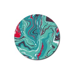 Green Vivid Marble Pattern 2 Rubber Round Coaster (4 Pack)  by goljakoff