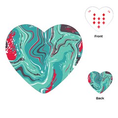 Green Vivid Marble Pattern 2 Playing Cards Single Design (heart) by goljakoff