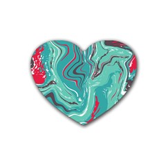 Green Vivid Marble Pattern 2 Rubber Coaster (heart)  by goljakoff