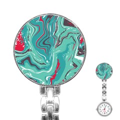 Green Vivid Marble Pattern 2 Stainless Steel Nurses Watch by goljakoff