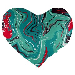 Green Vivid Marble Pattern 2 Large 19  Premium Flano Heart Shape Cushions by goljakoff