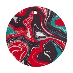 Red Vivid Marble Pattern 3 Ornament (round) by goljakoff