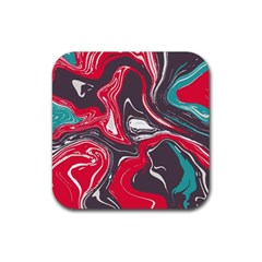 Red Vivid Marble Pattern 3 Rubber Coaster (square)  by goljakoff