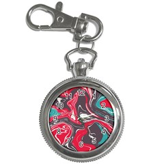 Red Vivid Marble Pattern 3 Key Chain Watches by goljakoff