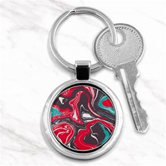 Red Vivid Marble Pattern 3 Key Chain (round) by goljakoff