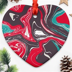 Red Vivid Marble Pattern 3 Heart Ornament (two Sides) by goljakoff