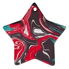 Red Vivid Marble Pattern 3 Star Ornament (two Sides) by goljakoff