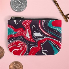 Red Vivid Marble Pattern 3 Mini Coin Purse by goljakoff