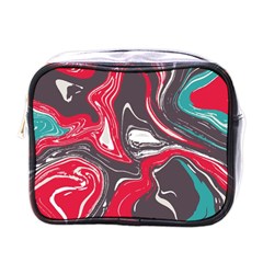 Red Vivid Marble Pattern 3 Mini Toiletries Bag (one Side) by goljakoff