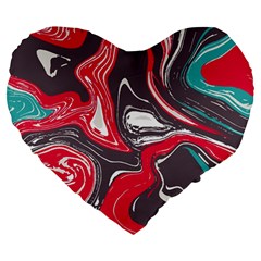 Red Vivid Marble Pattern 3 Large 19  Premium Heart Shape Cushions by goljakoff