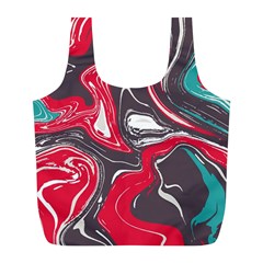 Red Vivid Marble Pattern 3 Full Print Recycle Bag (l) by goljakoff