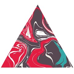 Red Vivid Marble Pattern 3 Wooden Puzzle Triangle by goljakoff