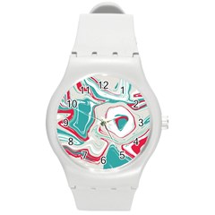 Vivid Marble Pattern Round Plastic Sport Watch (m) by goljakoff