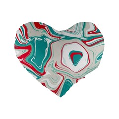 Vivid Marble Pattern Standard 16  Premium Flano Heart Shape Cushions by goljakoff