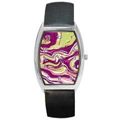 Purple Vivid Marble Pattern Barrel Style Metal Watch by goljakoff