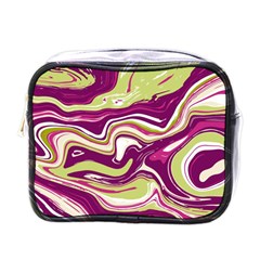 Purple Vivid Marble Pattern Mini Toiletries Bag (one Side) by goljakoff