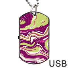 Purple Vivid Marble Pattern Dog Tag Usb Flash (two Sides) by goljakoff