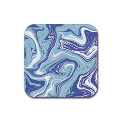 Blue Vivid Marble Pattern Rubber Coaster (square)  by goljakoff