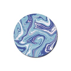 Blue Vivid Marble Pattern Rubber Round Coaster (4 Pack)  by goljakoff