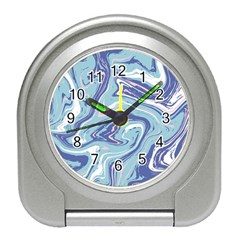 Blue Vivid Marble Pattern Travel Alarm Clock by goljakoff