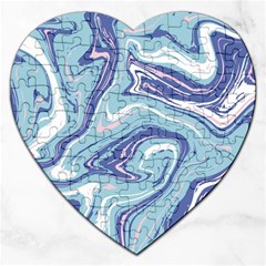 Blue Vivid Marble Pattern Jigsaw Puzzle (heart) by goljakoff