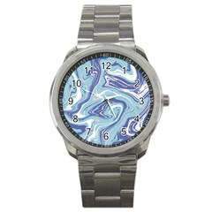 Blue Vivid Marble Pattern Sport Metal Watch by goljakoff