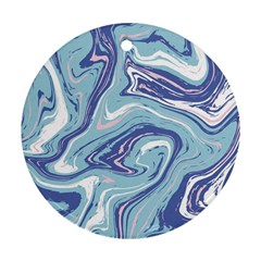 Blue Vivid Marble Pattern Round Ornament (two Sides) by goljakoff