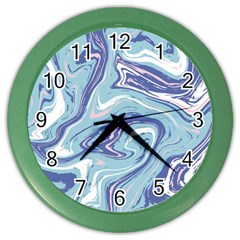 Blue Vivid Marble Pattern Color Wall Clock by goljakoff