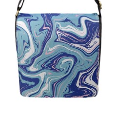 Blue Vivid Marble Pattern Flap Closure Messenger Bag (l) by goljakoff