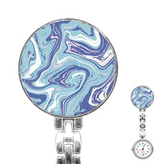 Blue Vivid Marble Pattern Stainless Steel Nurses Watch by goljakoff