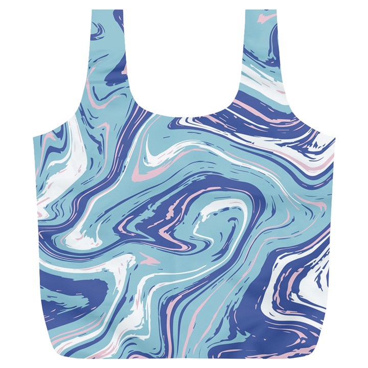 Blue Vivid Marble Pattern Full Print Recycle Bag (XL)