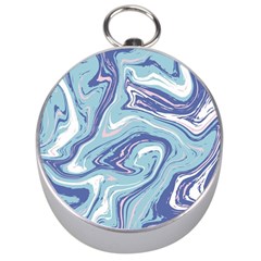 Blue Vivid Marble Pattern Silver Compasses by goljakoff