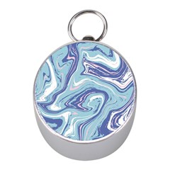 Blue Vivid Marble Pattern Mini Silver Compasses by goljakoff