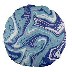 Blue Vivid Marble Pattern Large 18  Premium Flano Round Cushions by goljakoff